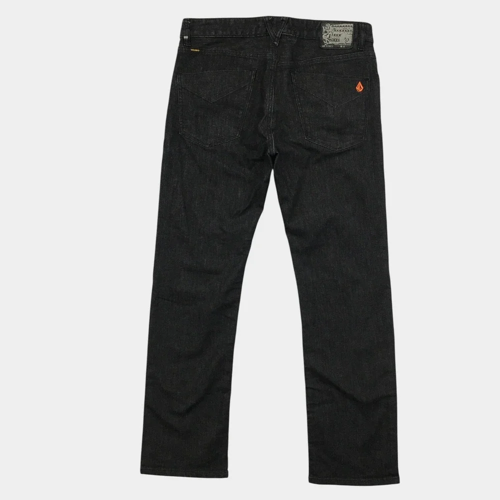 Volcom Five Down Jeans Mens 33 Black Classic Straight Fit Denim Skateboarding